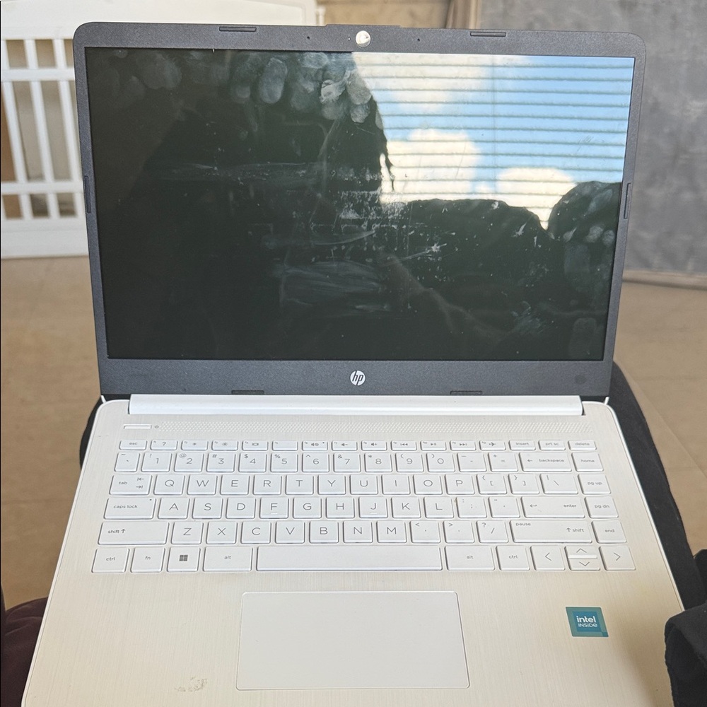 HP White and Black Laptop